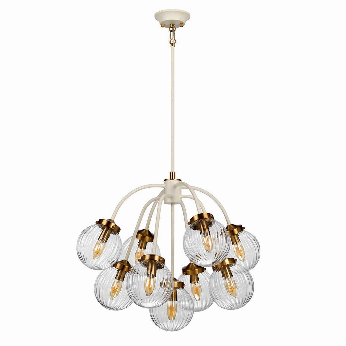 Elstead Cosmos 9 Light Brass & Cream Ceiling Pendant