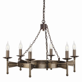 Elstead Cromwell 6 Light Chandelier - Olde Bronze white ceiling lamp