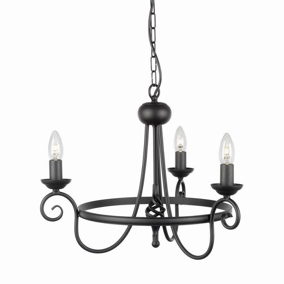 Elstead Harlech Black 3 Light Chandelier ambient ceiling fixture