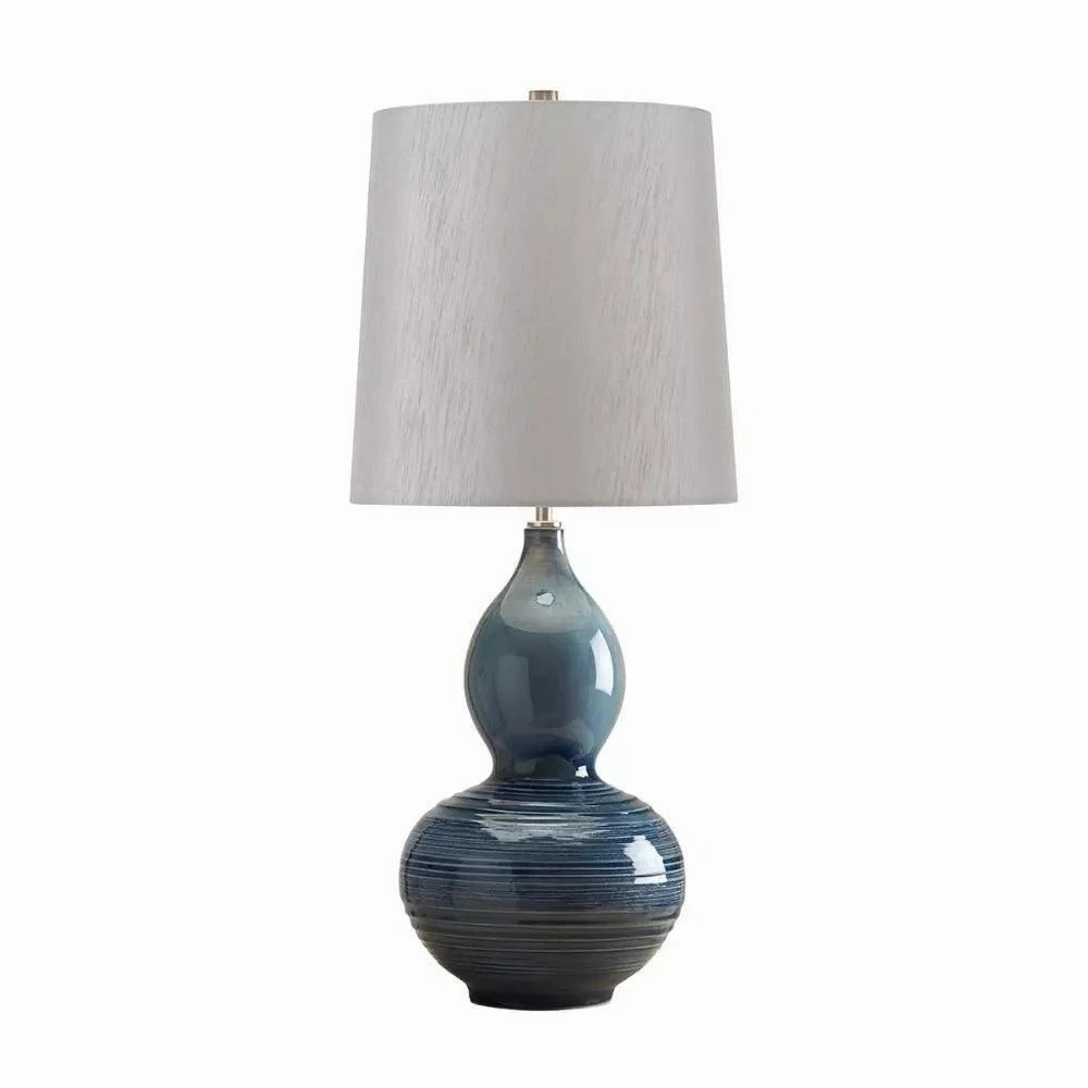 Elstead Lapis Blue Gourd Ceramic Table Lamp Damaged Box energy-saving LED light