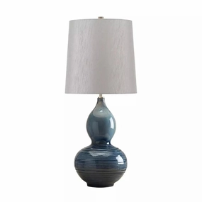Elstead Lapis Blue Gourd Ceramic Table Lamp Damaged Box energy-saving LED light