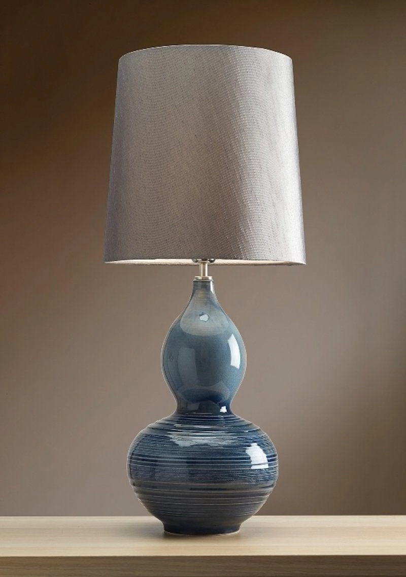 Elstead Lapis Blue Gourd Ceramic Table Lamp Damaged Box