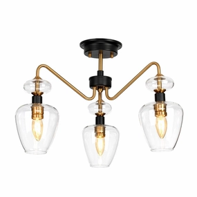 Elstead Lighting Armand 3 Light Semi Flush Brass Ceiling Light white ceiling lamp