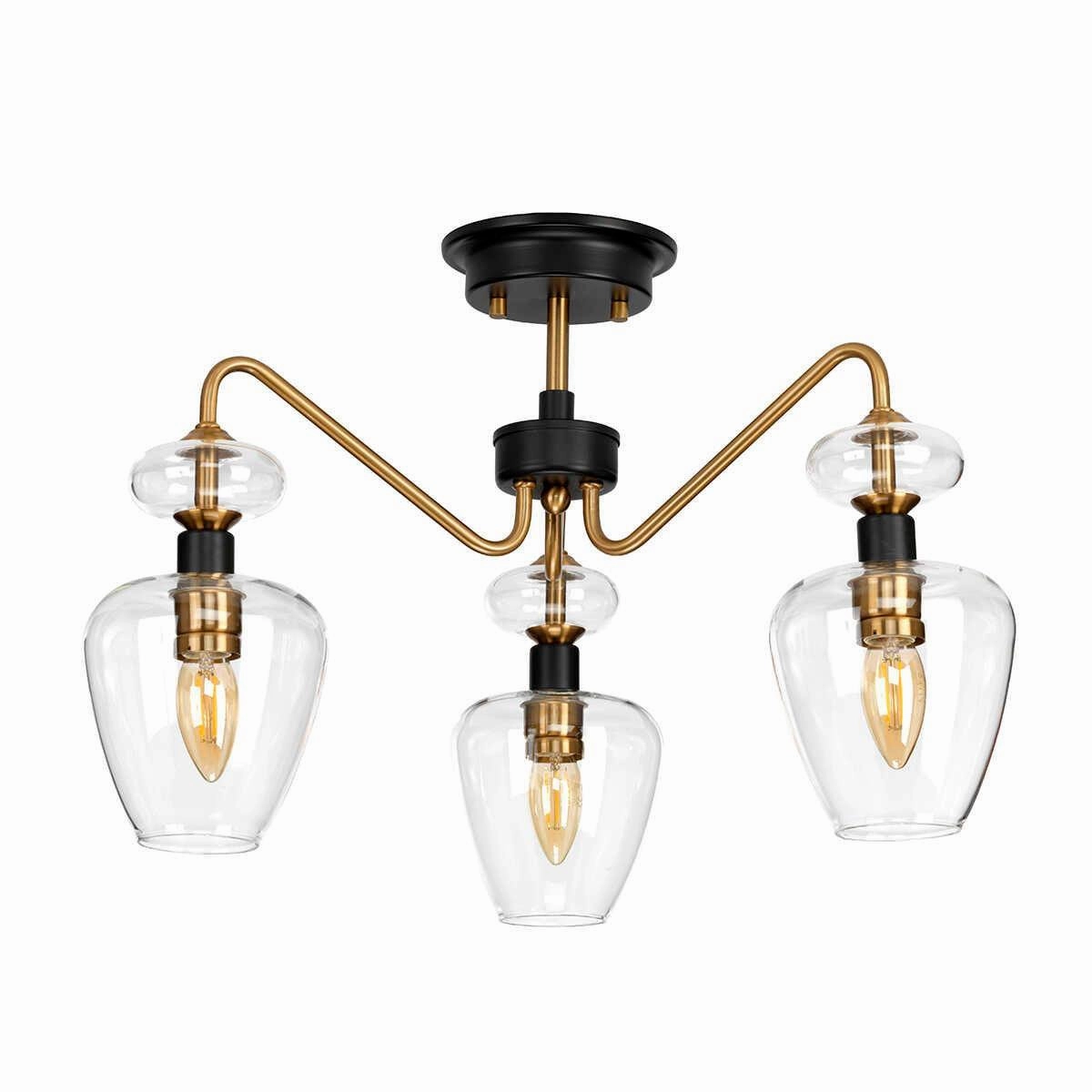 Elstead Lighting Armand 3 Light Semi Flush Brass Ceiling Light