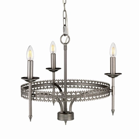 Elstead Lighting Crown 3 Light Silver Chandelier Ceiling Light soft glow ceiling light
