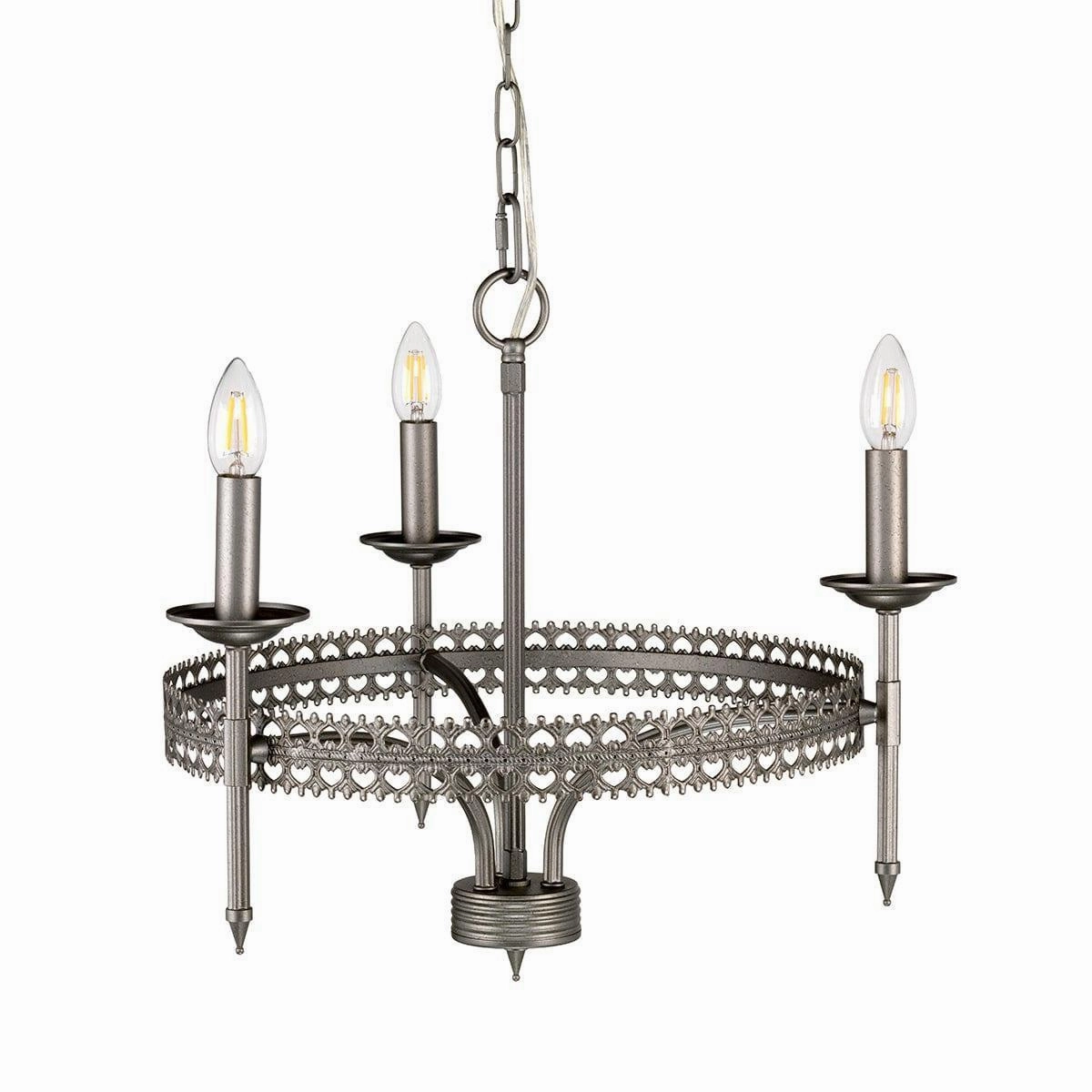 Elstead Lighting Crown 3 Light Silver Chandelier Ceiling Light soft glow ceiling light