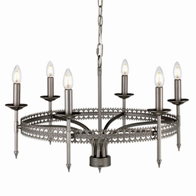 Elstead Lighting Crown 6 Light Silver Chandelier Ceiling Light soft glow ceiling light