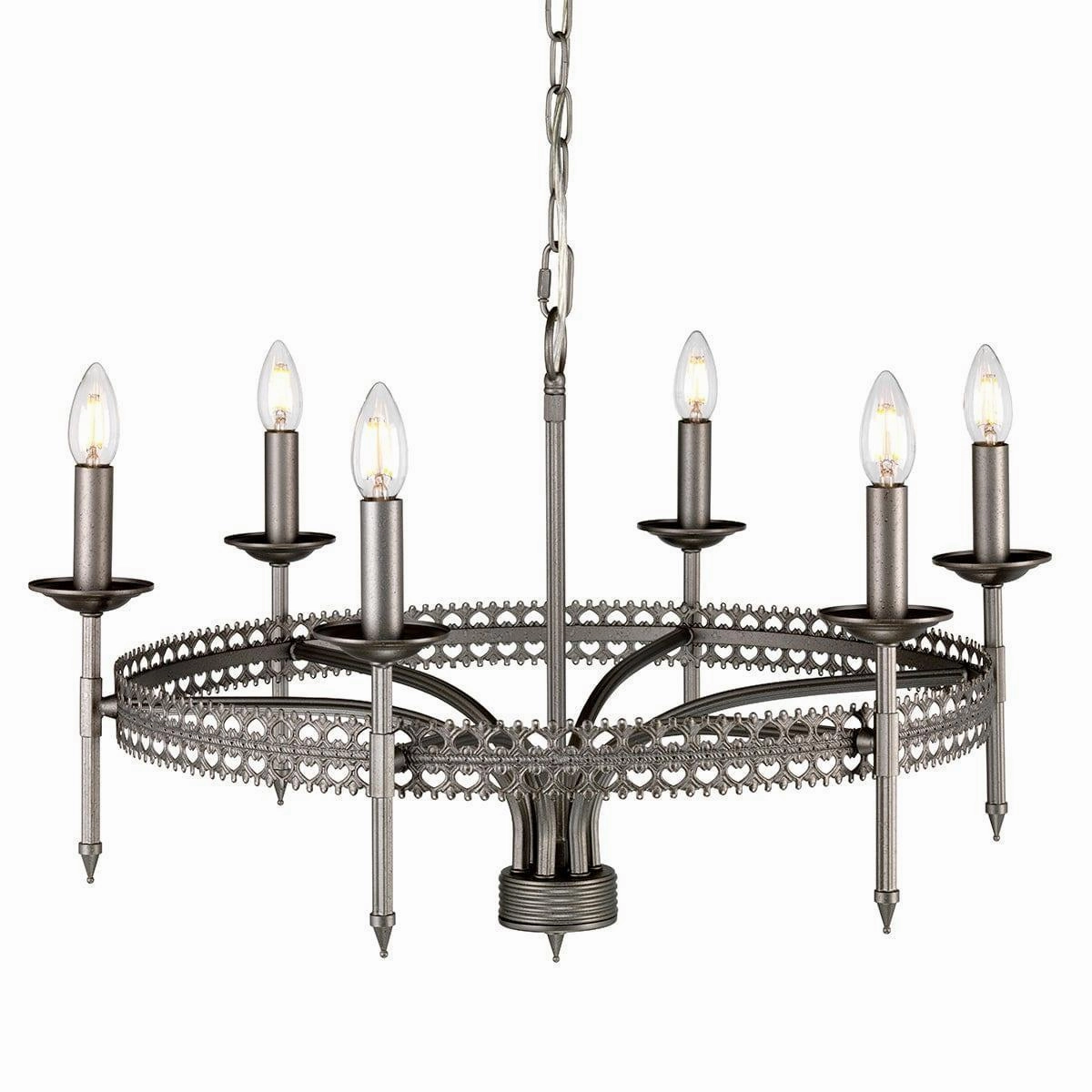 Elstead Lighting Crown 6 Light Silver Chandelier Ceiling Light soft glow ceiling light