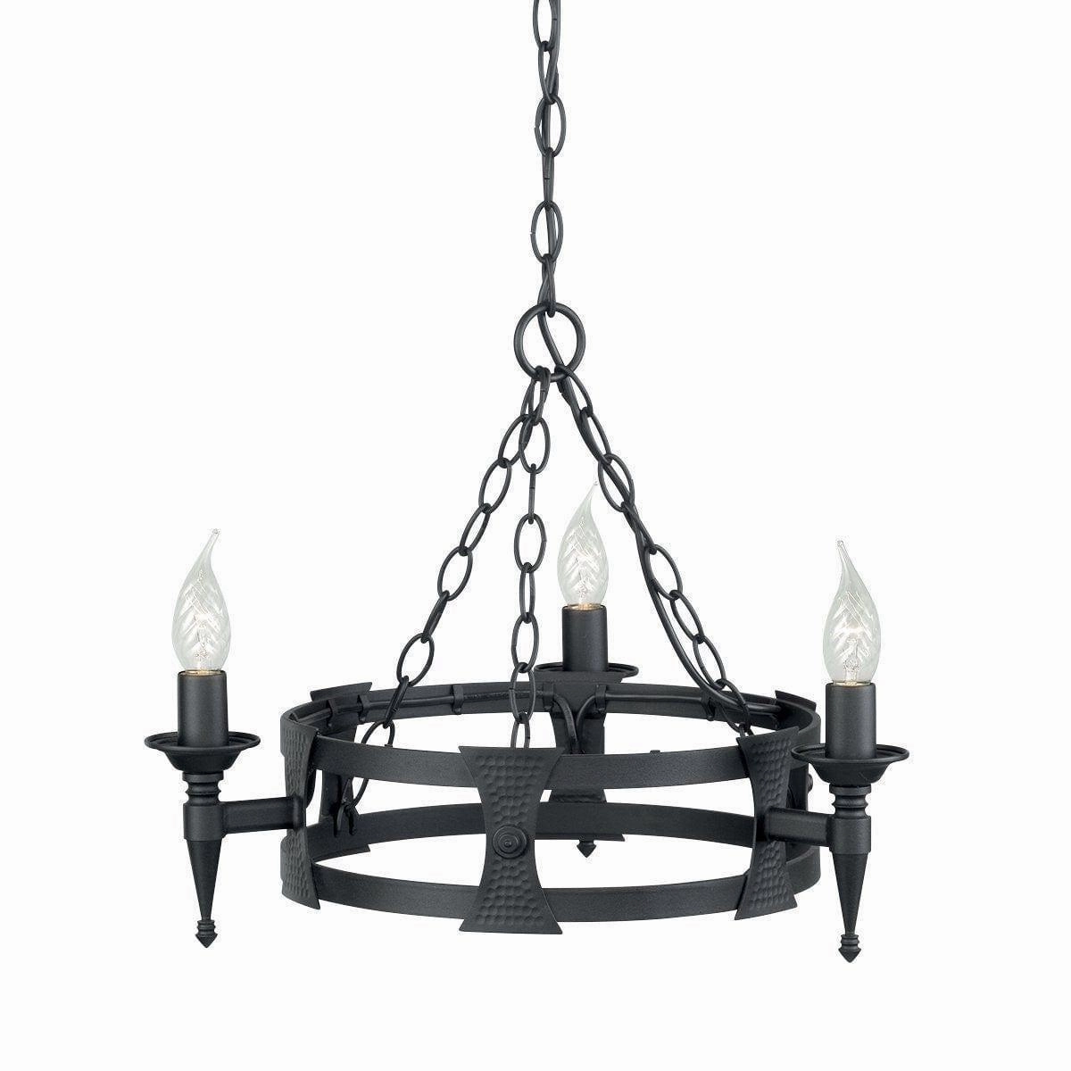 Elstead Lighting Saxon 3 Light Black Chandelier white ceiling lamp