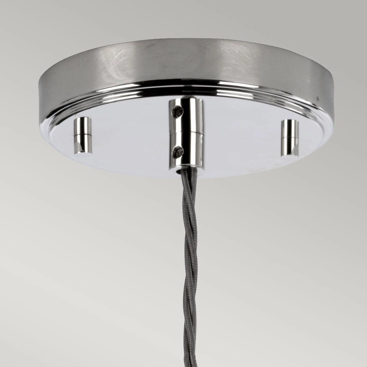 Elstead Lighting Sola 1 Light Nickel Pendant - Glass Shade