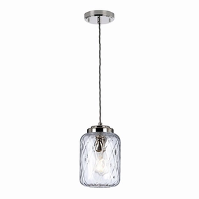 Elstead Lighting Sola 1 Light Nickel Pendant - Glass Shade white ceiling lamp
