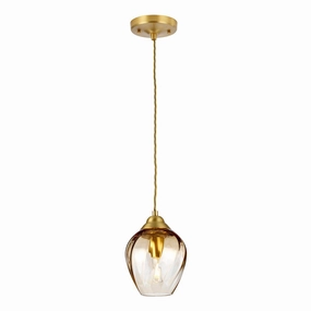 Elstead Lighting Tiber 1 Light Brass Pendant - Glass Shade ambient ceiling fixture