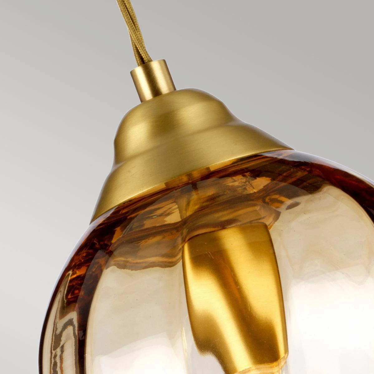 Elstead Lighting Tiber 1 Light Brass Pendant - Glass Shade