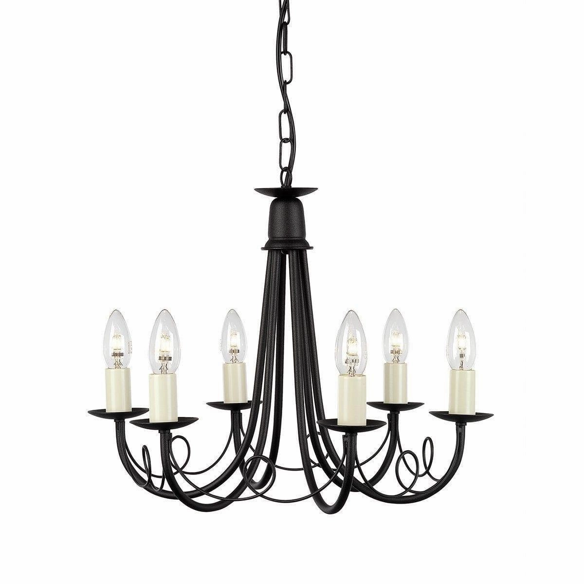 Elstead Minster Black 6 Light Chandelier Ceiling Light soft glow ceiling light