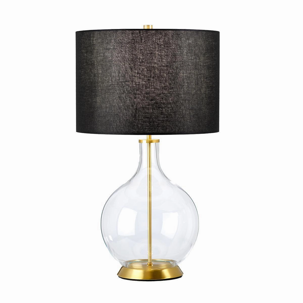 Elstead Orb 1 Light Brass Table Lamp - Black Shade energy-saving LED light