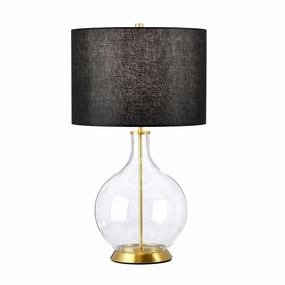 Elstead Orb 1 Light Brass Table Lamp - Black Shade energy-saving LED light