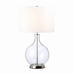Elstead Orb Polished Nickel Table Lamp With White Shade energy-saving LED light
