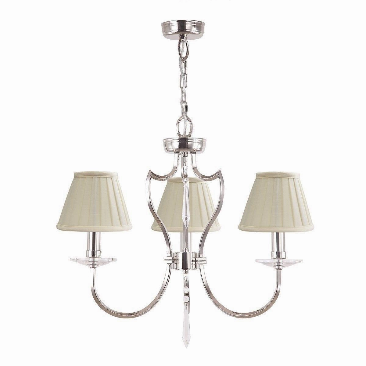 Elstead Pimlico Polished Nickel 3 Light Chandelier white ceiling lamp