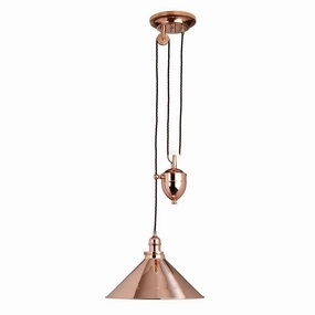 Elstead Provence 1 Light Rise and Fall Polished Copper Pendant ambient ceiling fixture