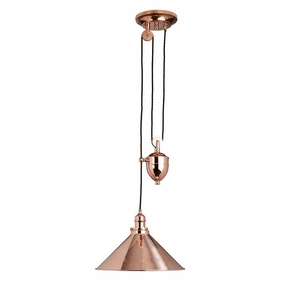Elstead Provence 1 Light Rise and Fall Polished Copper Pendant white ceiling lamp