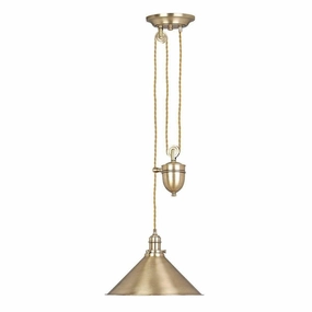 Elstead Provence Brass 1 Light Rise & Fall Ceiling Pendant ambient ceiling fixture