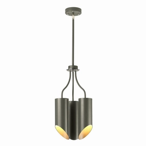 Elstead Quinto 3 Light Grey Polished Nickel Chandelier white ceiling lamp