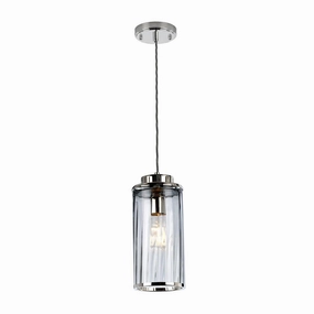 Elstead Reno 1 Light Nickel Pendant - Mouth Blown Glass white ceiling lamp