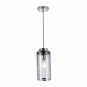 Elstead Reno 1 Light Nickel Pendant - Mouth Blown Glass sleek LED ceiling lamp