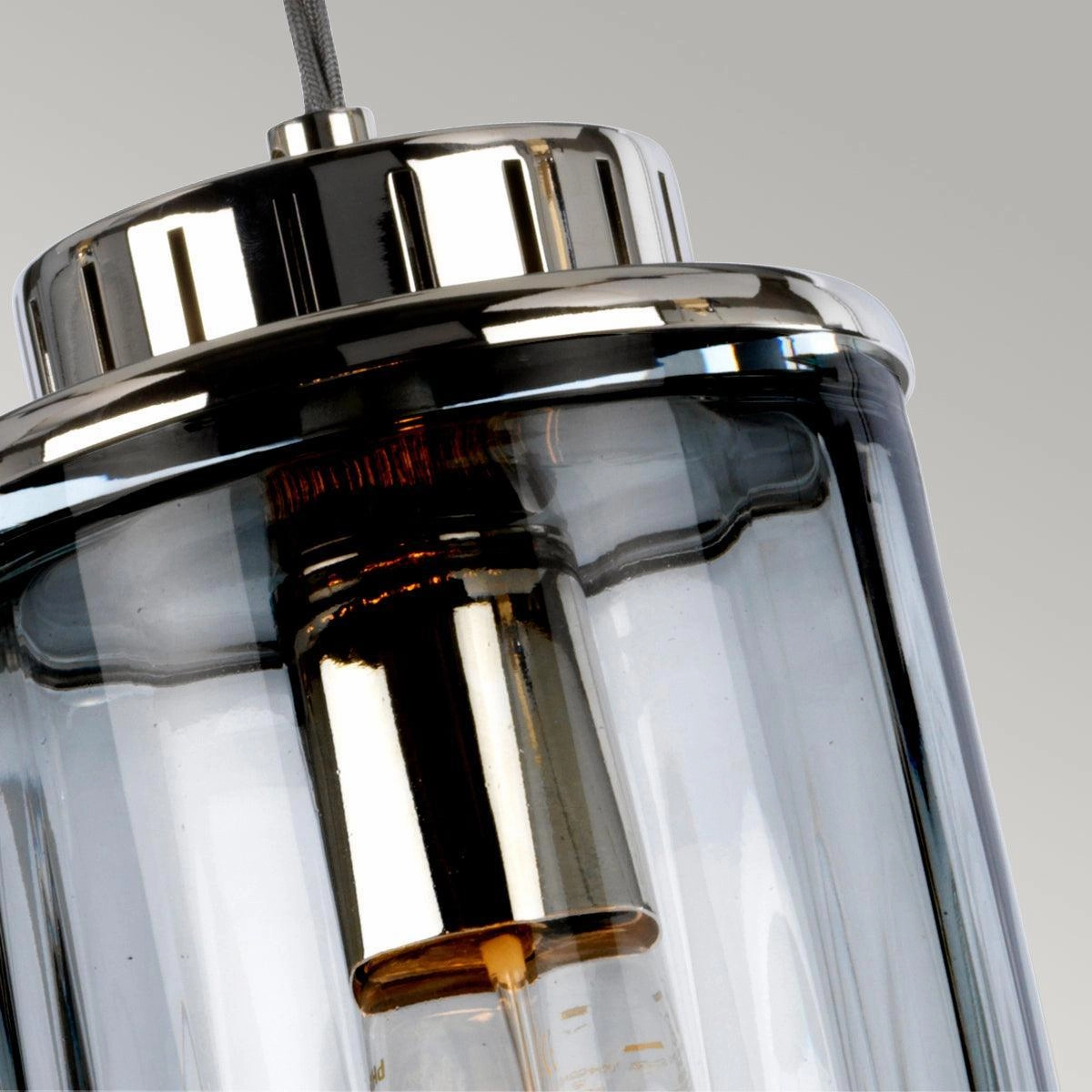 Elstead Reno 1 Light Nickel Pendant - Mouth Blown Glass