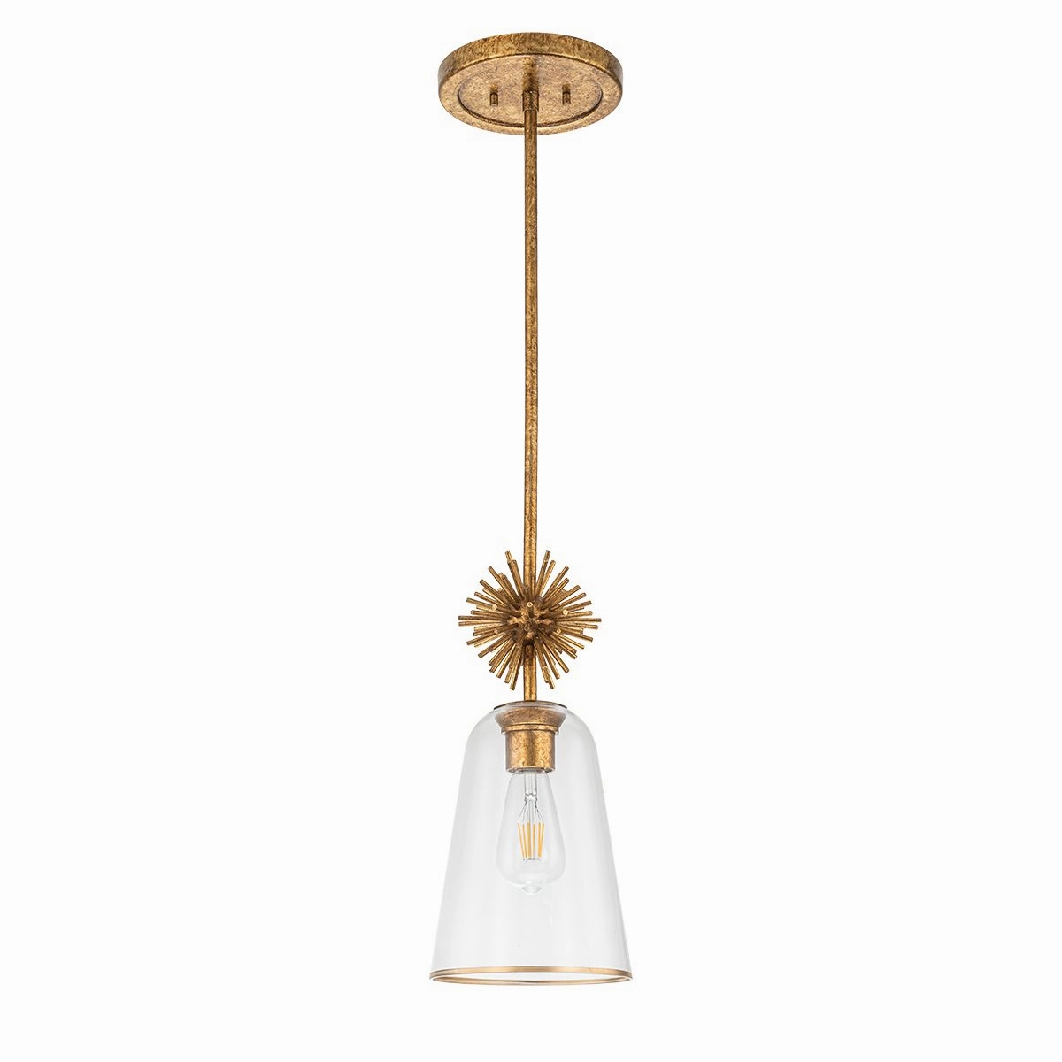 Elstead Staring Gold Pendant with Clear Glass