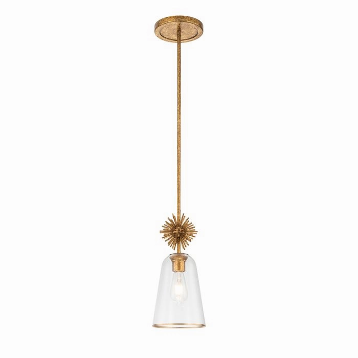 Elstead Staring Gold Pendant with Clear Glass