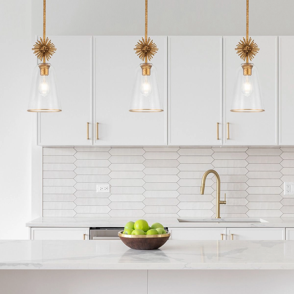 Elstead Staring Gold Pendant with Clear Glass