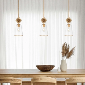 Elstead Staring Gold Pendant with Clear Glass sleek LED ceiling lamp
