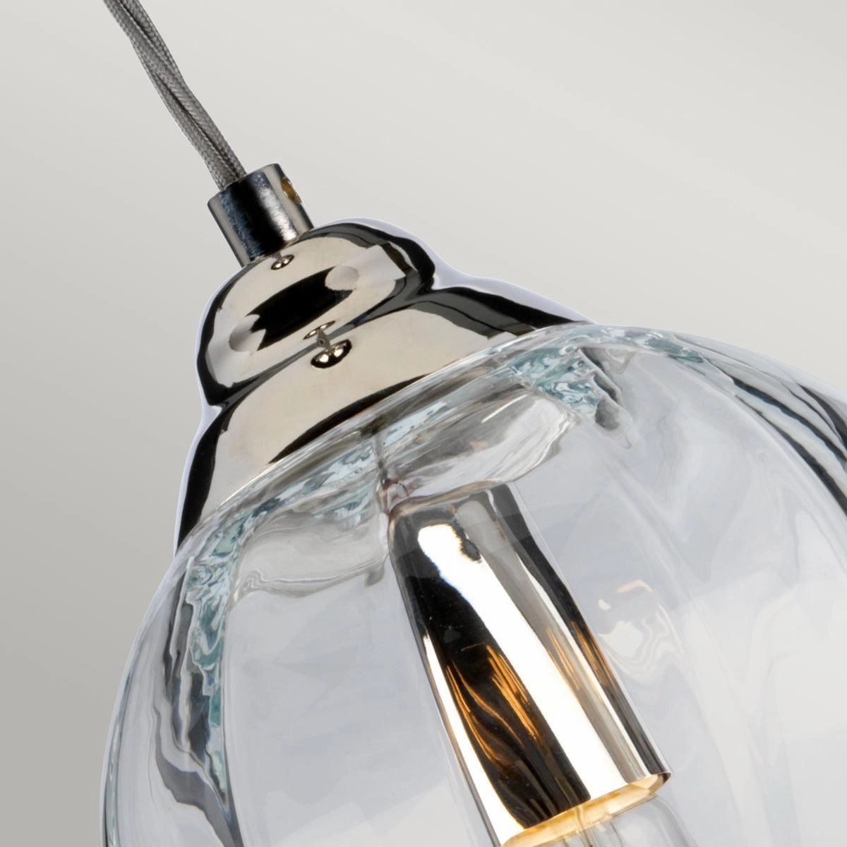 Elstead Tiber 1 Light Nickel Pendant - Clear Glass Shade