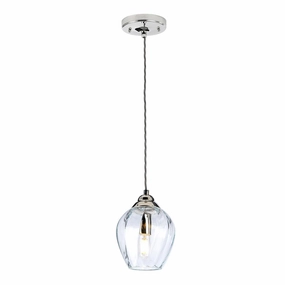 Elstead Tiber 1 Light Nickel Pendant - Clear Glass Shade white ceiling lamp