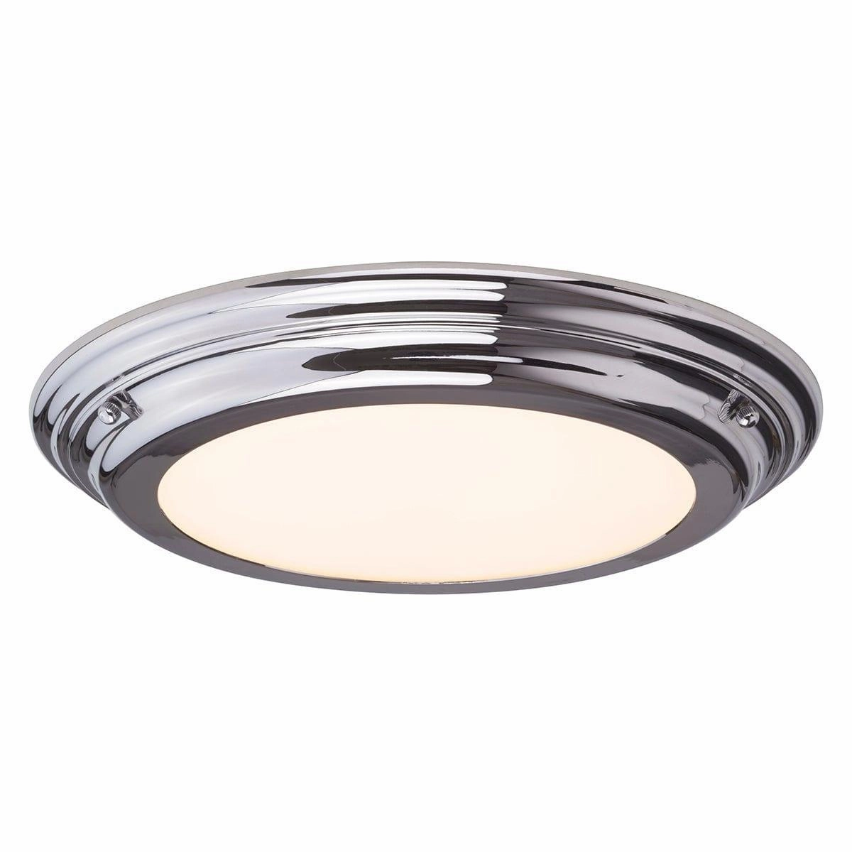 Elstead Welland Flush Polished Chrome Bathroom Ceiling Light white ceiling lamp