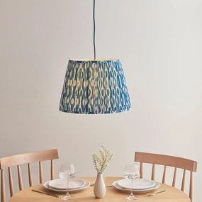 Eltham Blue Braided Ceiling Pendant Light With Blue 40cm Ikat Shade sleek LED ceiling lamp