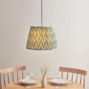 Eltham Ceiling Pendant Light With Blue Flex and Green Zigzag 40cm Shade sleek LED ceiling lamp