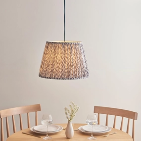 Eltham Ceiling Pendant Light With Blue Flex and Grey Leaf 40cm Shade flush mount ceiling fixture
