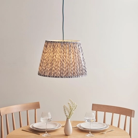 Eltham Ceiling Pendant Light With Blue Flex and Grey Leaf 40cm Shade sleek LED ceiling lamp