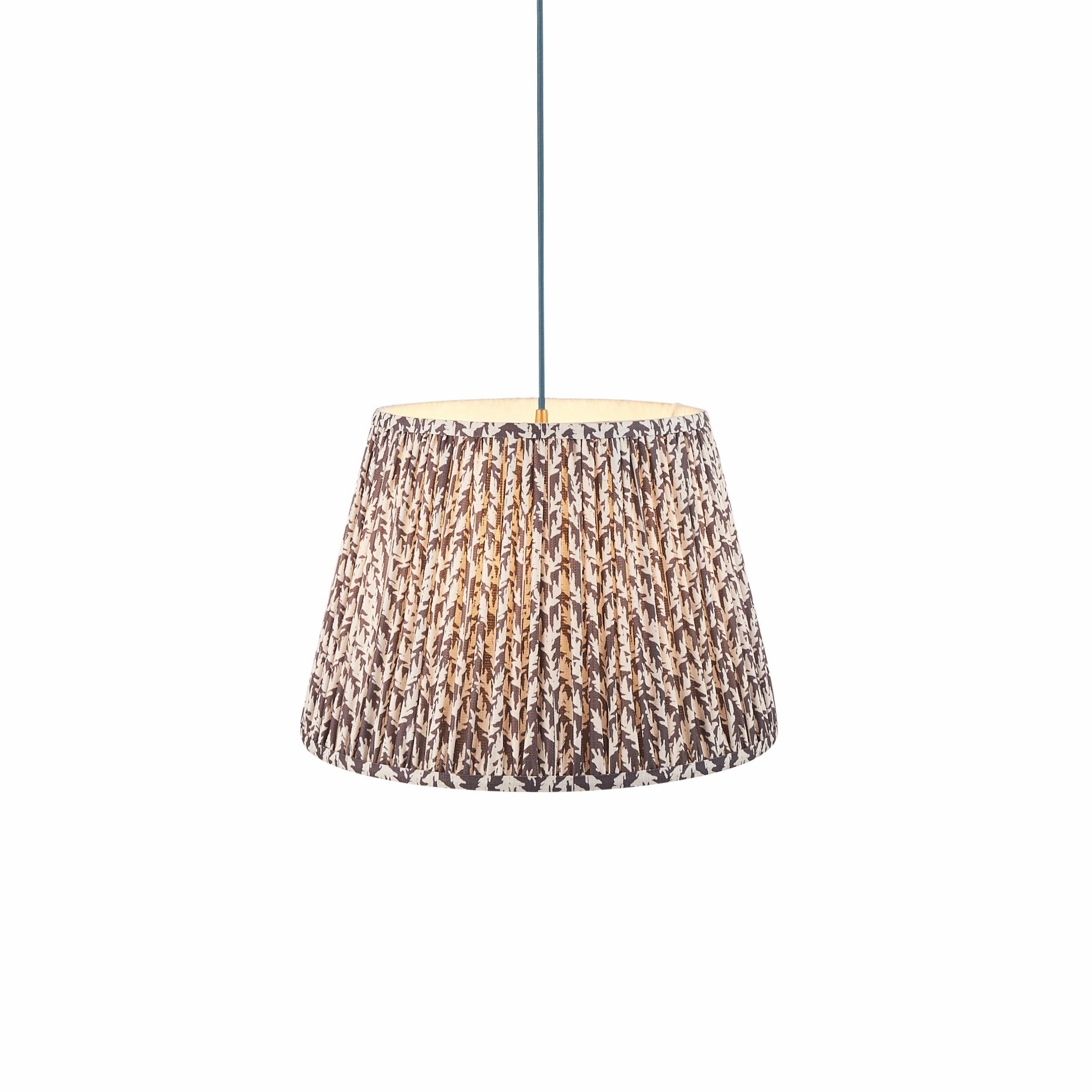Eltham Ceiling Pendant Light With Blue Flex and Grey Leaf 40cm Shade