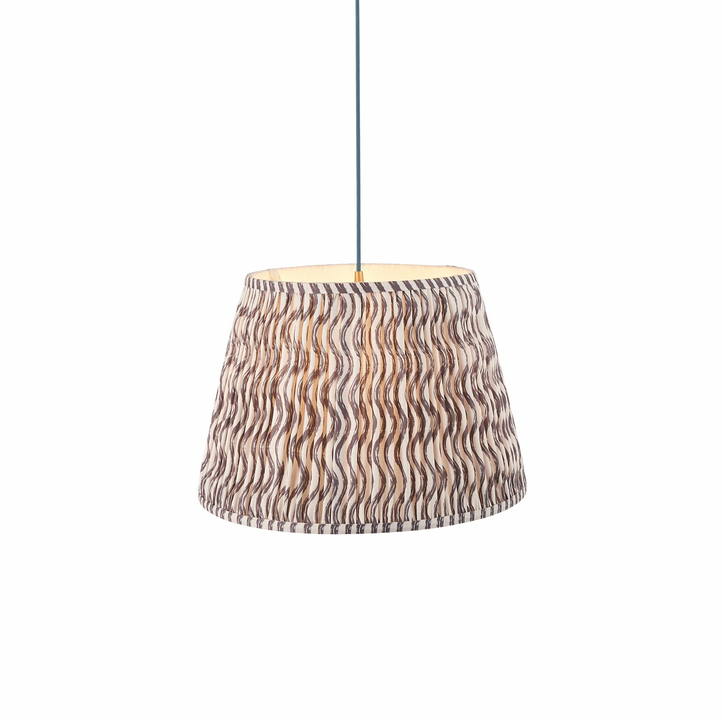 Eltham Ceiling Pendant Light With Blue Flex and Grey Ripple 40cm Shade