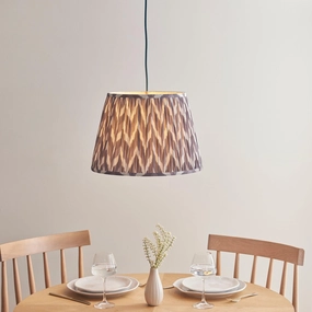 Eltham Ceiling Pendant Light With Blue Flex and Grey Zigzag 40cm Shade flush mount ceiling fixture