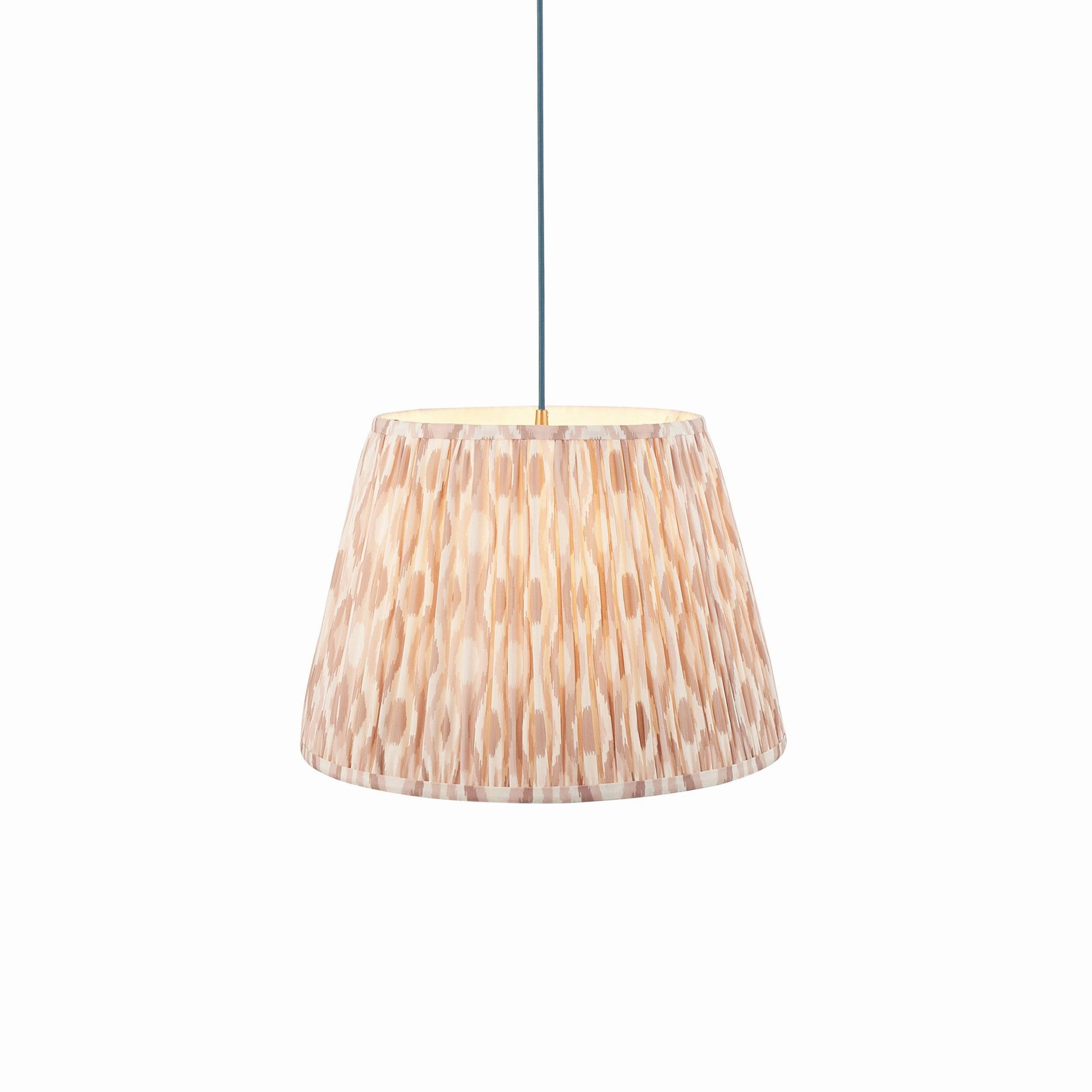 Eltham Ceiling Pendant Light With Blue Flex and Large Neutral Ikat 40cm Shade