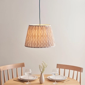 Eltham Ceiling Pendant Light With Blue Flex and Large Neutral Ikat 40cm Shade sleek LED ceiling lamp