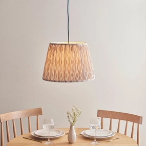 Eltham Ceiling Pendant Light With Blue Flex and Large Neutral Ikat 40cm Shade flush mount ceiling fixture