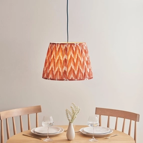 Eltham Ceiling Pendant Light With Blue Flex and Large Orange Zigzag 40cm Shade flush mount ceiling fixture