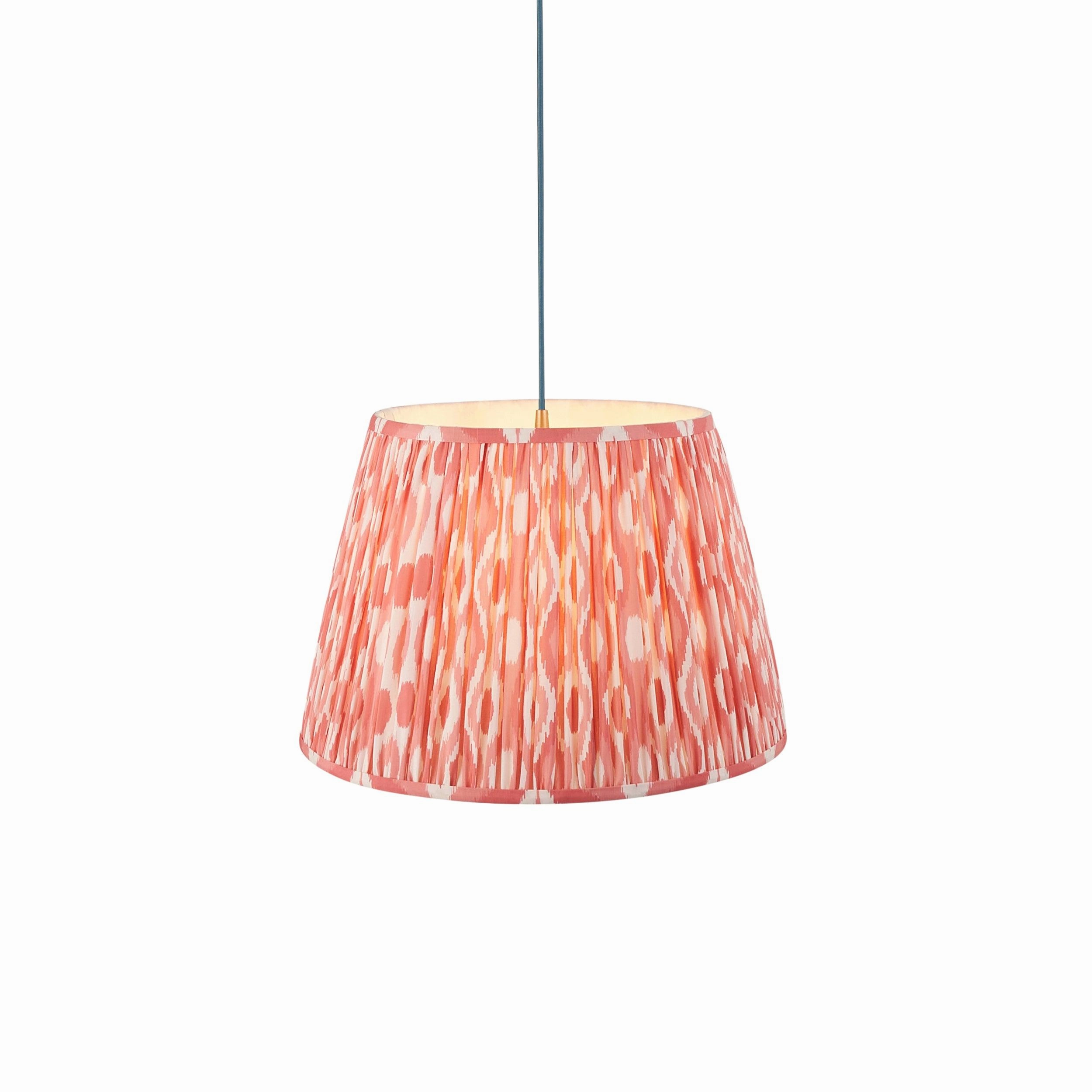 Eltham Ceiling Pendant Light With Blue Flex and Pink Ikat 40cm Shade
