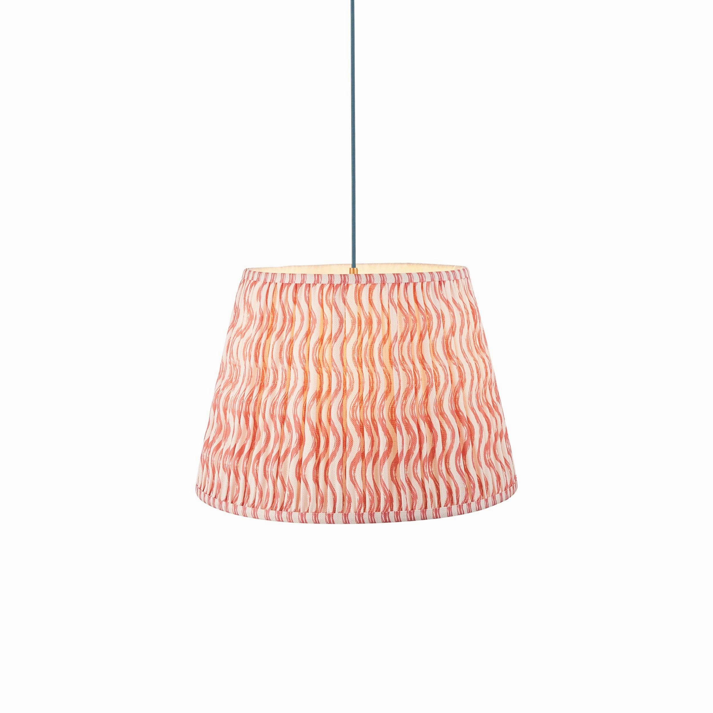Eltham Ceiling Pendant Light With Blue Flex and Pink Ripple 40cm Shade