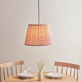 Eltham Ceiling Pendant Light With Blue Flex and Pink Ripple 40cm Shade flush mount ceiling fixture